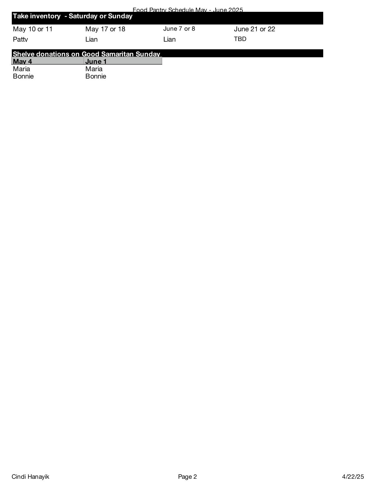 Pantry Rota